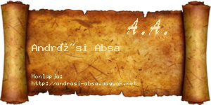 Andrási Absa névjegykártya